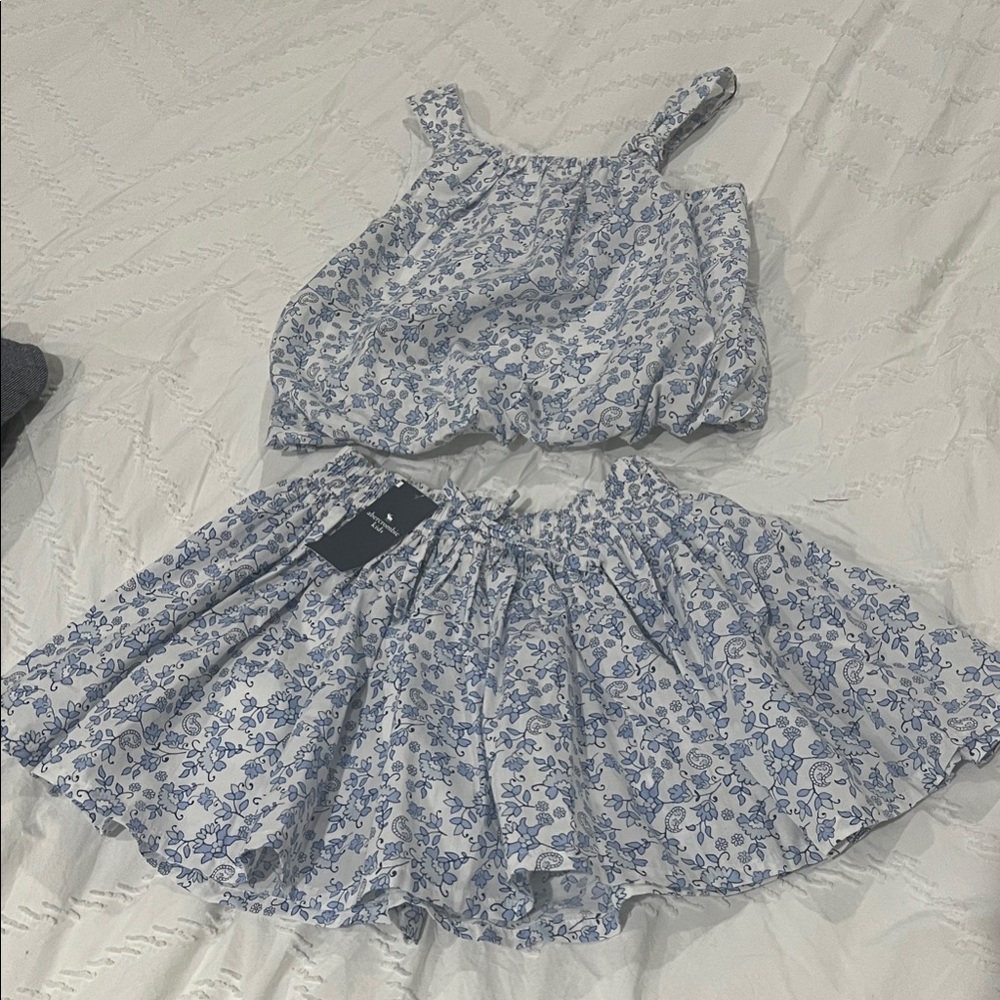 Blue and White Floral Skirt